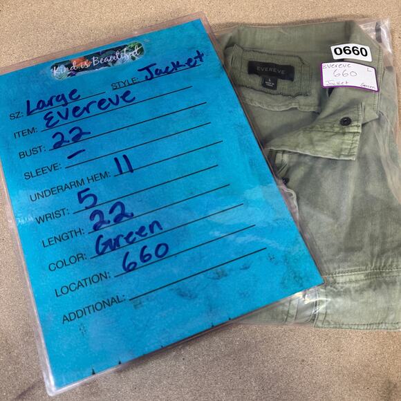 Evereve Camp Jacket Linen Women's SZ L Green Utility Military Cargo Streetwear - Picture 12 of 12